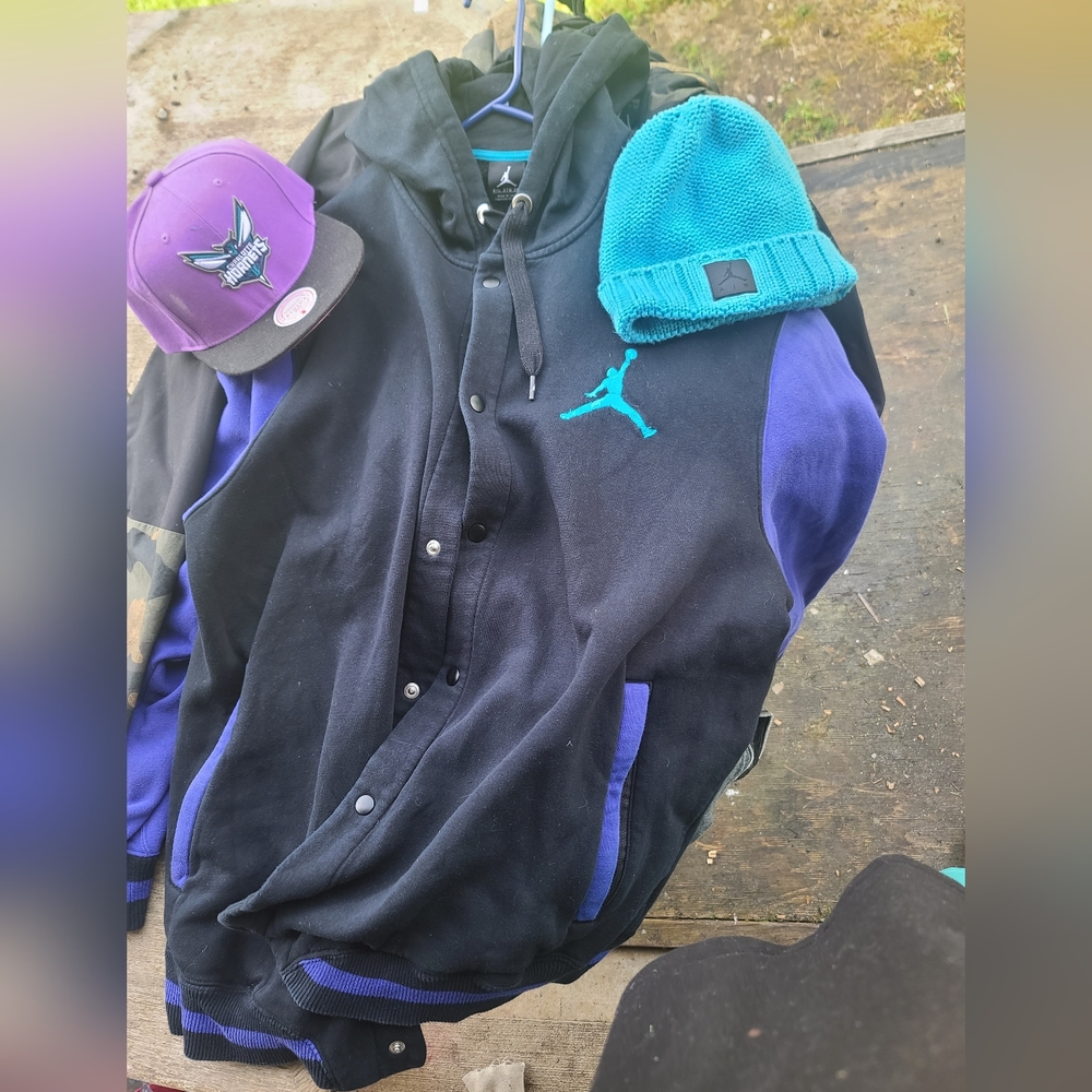Varsity style jordan button up jacket